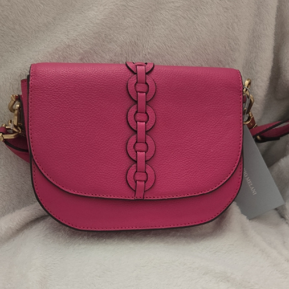 ANTONIO MELANI Fuchsia Crossbody Bag with Gold Accents